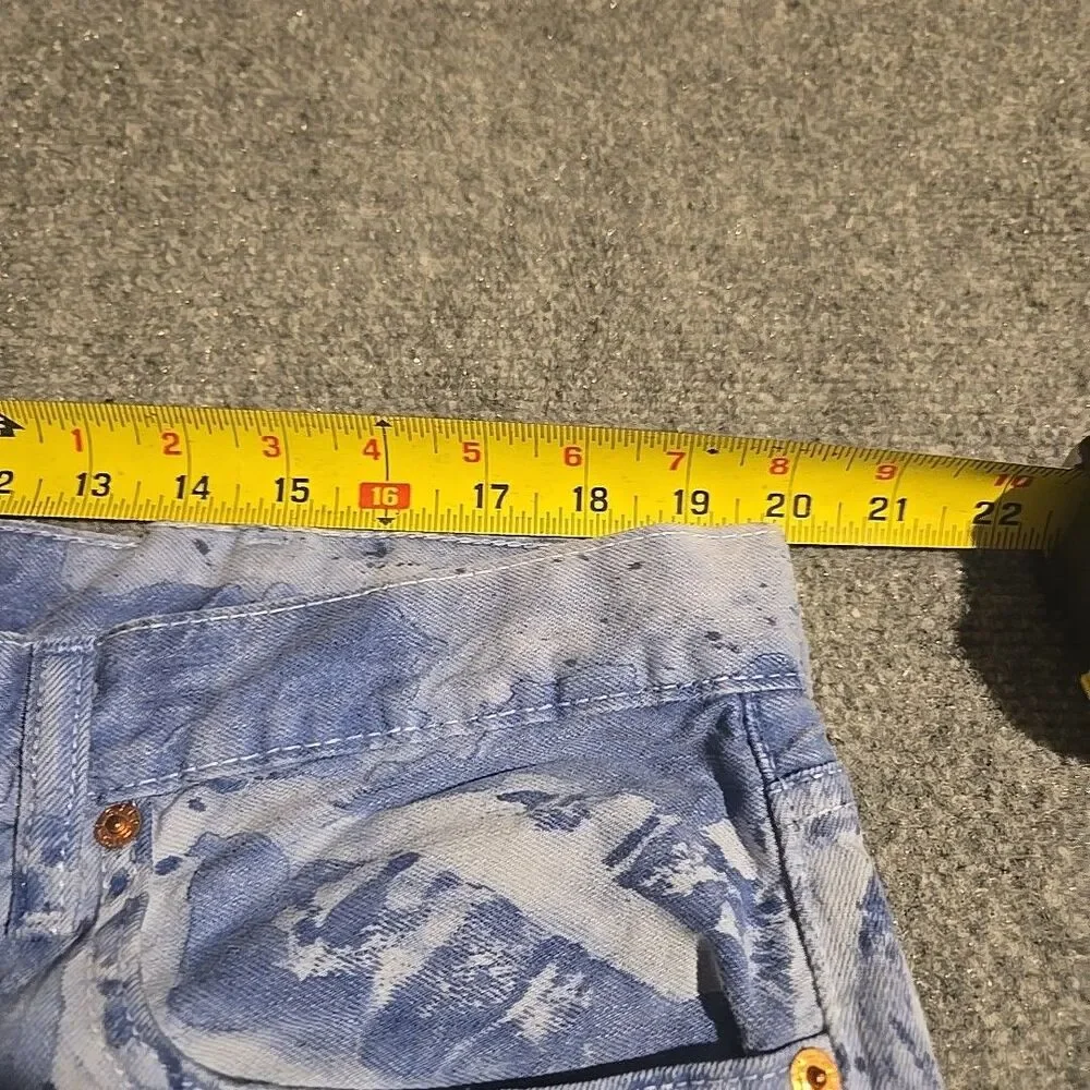 Levis 511 Denim Shorts Mens 40 Blue Bleached Tie-Dye Stretch Cut-Offs
